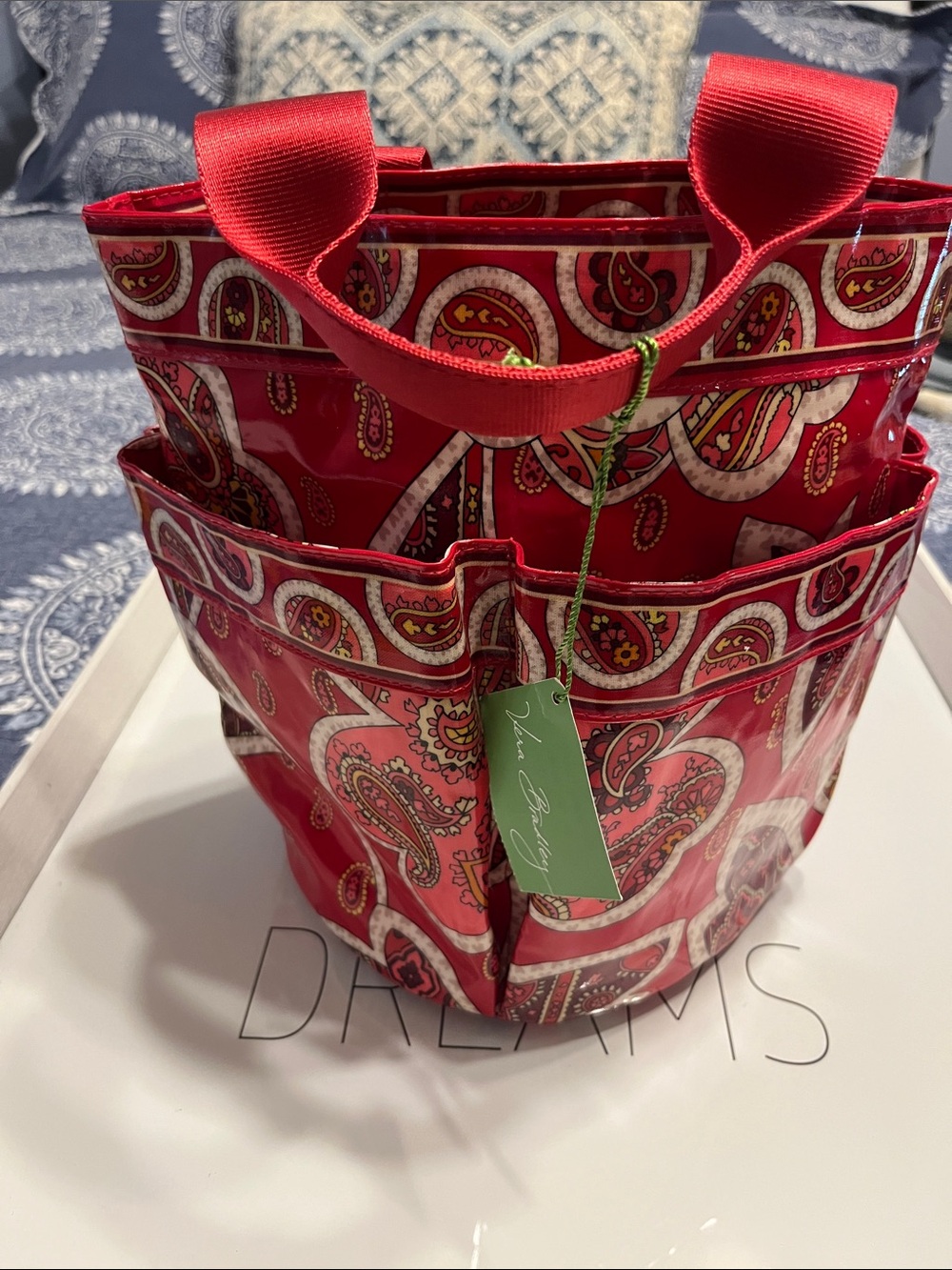 Vera Bradley Red Paisley Patent Pocket Tote